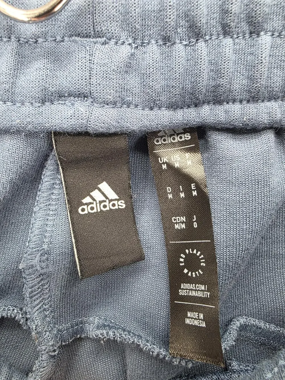 Adidas Pants Mens M Blue Jogger French Terry Elastic Waist Pockets Zip Pocket